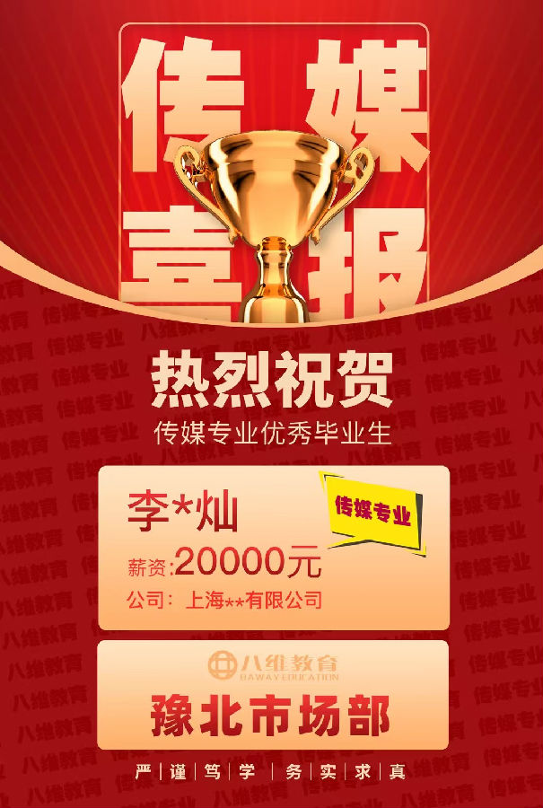 八维教育传媒专业4月份就业喜报来袭