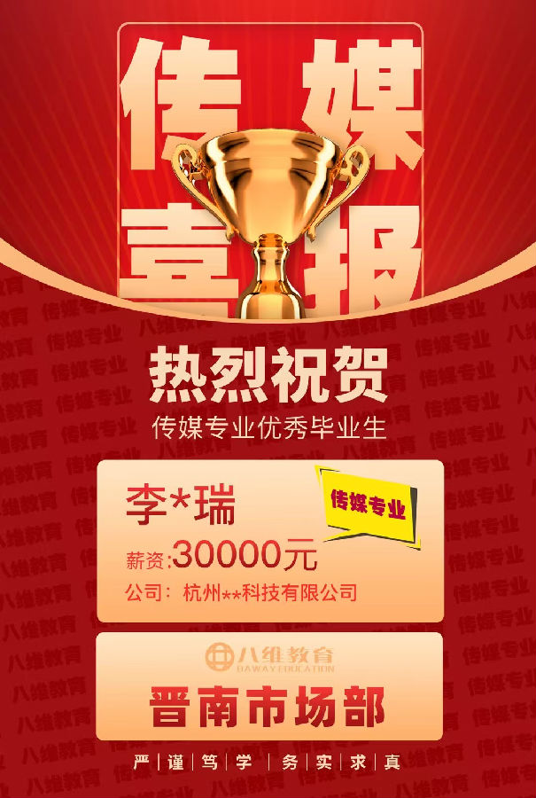 八维教育传媒专业4月份就业喜报来袭