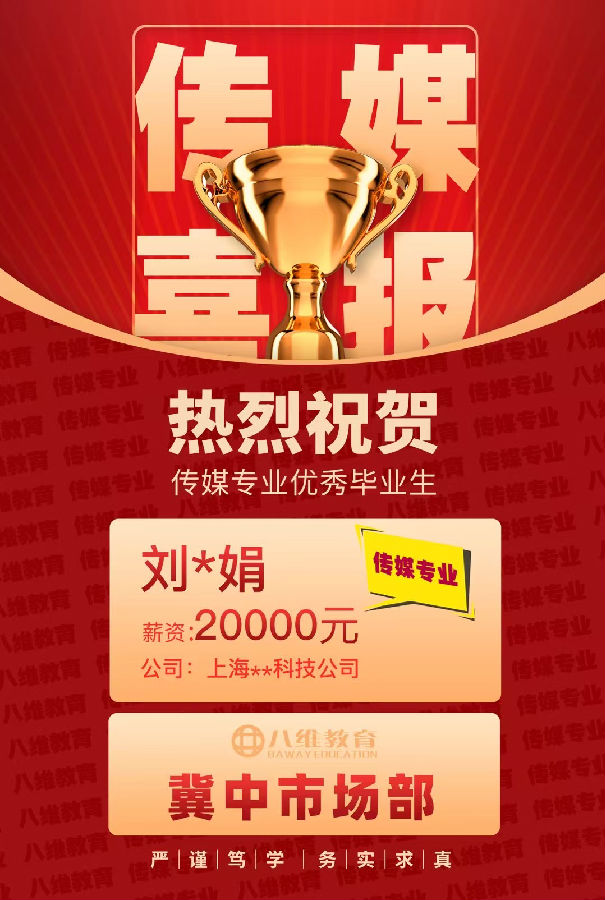 八维教育传媒专业4月份就业喜报来袭