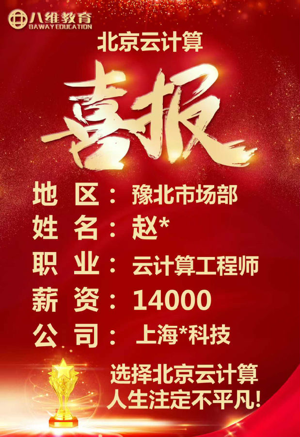 八维教育北京校区云计算专业最新就业喜报来袭
