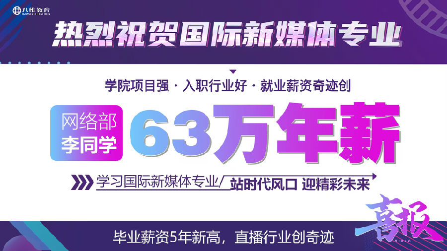 八维职业学校国际新媒体专业短期直播运营管理实战招生